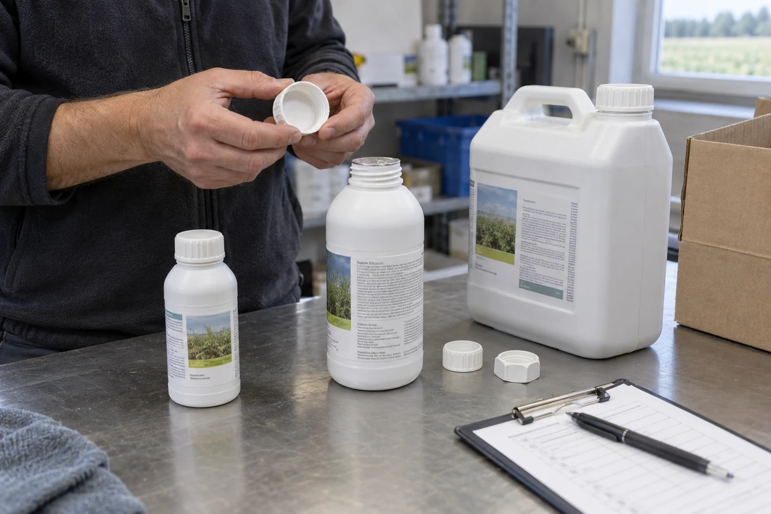 containers of different sizes during a cap and seal inspection.
