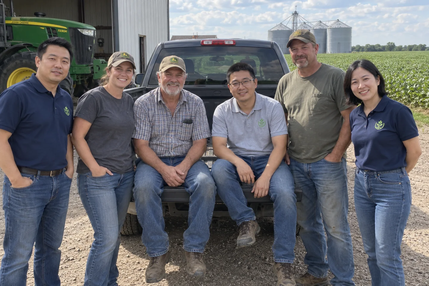 Huasheng staff with growers during a farm visit.